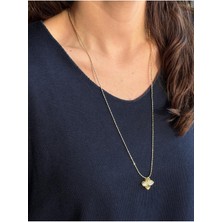 Luseda Gold Renk 80+5 cm Ayarlanabilir 4 Yaprak Çiçek Kolye