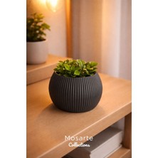 Mosarte Ribbed Modern Yivli Yuvarlak Tasarım Vazo / Dekoratif Obje