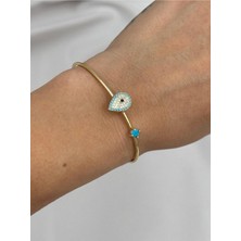 Luseda VIP Damla Nazar ve Mavi Taş Detaylı Ayarlanabilir Bileklik