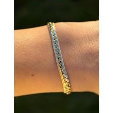 Luseda Kadın Gold Panzer Model Kararmaz Çelik Zincir 19CM Bileklik