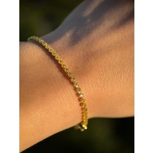 Luseda Sarı Taşlı Zarif Gold Renk Ayarlanabilir 17+2CM Çelik Bileklik