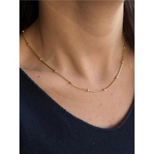 Luseda Gold Renk Minimal Istasyon (Top) Detaylı Ince 45+5 cm Ayarlanabilir Zincir Kolye
