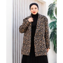 EAS Giyim Leopar Desen Kaşe Blazer Ceket