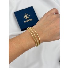 Luseda VIP Üç Sıra Dorika Top Detaylı Ayarlanabilir Kelepçe Bileklik