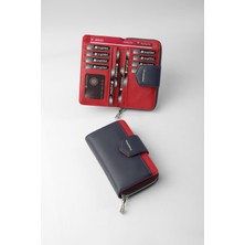 Cengiz Pakel Nova Orta Boy Kadın Cüzdan – 65316 - Lacivert/kırmızı