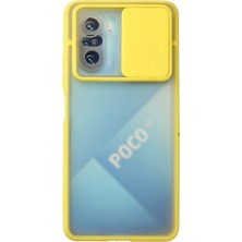 Tuba Toptaş Newface Xiaomi Poco F3 Kılıf Palm Buzlu Kamera Sürgülü Silikon - Sarı