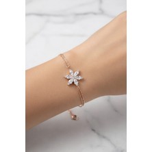 Çekirdek Jewelry 925 Ayar Gümüş Kamelya Çiçek Bileklik
