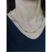 Luseda Gold Renk VIP Kaplama Halka Detaylı 50+5 cm Kolye