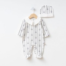 Baby Long 3000BL – Anchor Breeze Erkek Bebek Çapa Baskılı Şapkalı Tulum | Deniz Temalı Bebek Kıyafeti