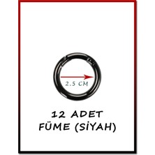 Orhan Çanta 12 Adet Siyah Yaylı Halka - 25 mm Açılır Kapanır Çanta Askı Halkası - Siyah Metal Aparat