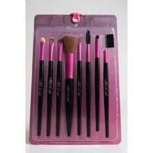 Kokoş 8'li Pembe ve Siyah Renk Makyaj Fırçası Set