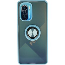 Xiaomi Redmi K40 Kılıf Montreal Yüzüklü Silikon Kapak - Buz Mavi