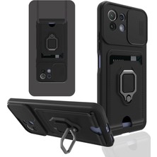 Freedom Storee Xiaomi Mi 11 Lite Kılıf Zuma Kartvizitli Yüzüklü Silikon - Siyah