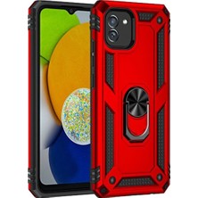 Samsung Galaxy A03 Kılıf Sofya Yüzüklü Silikon Kapak - Kırmızı