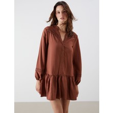 Lc Waikiki Yeni Sezon Kaçık Yaka Nakışlı A Kesim Mini Elbise