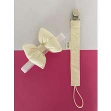 Glory Baby Fiyonklu Bebek Bandanası ve Emzik Askısı Takımı