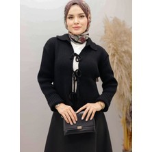 EAS Giyim Bağcıklı Yakalı Triko Hırka