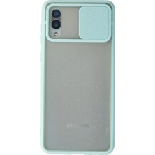 Samsung Galaxy A02 Kılıf Palm Buzlu Kamera Sürgülü Silikon - Turkuaz