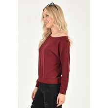 Abay Butik Kadın Kayık Yaka Yarasa Kol Düşük Omuz Yumuşak Modal Kumaş Bluz