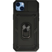 Iphone 14 Plus Kılıf Pars Lens Yüzüklü Silikon - Siyah