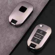 Otohousse Peugeot 301 Citroen C-Ellyse Berlingo 2024 Sustalı Anahtar Uyumlu Silikon Oto Anahtar Kumanda Kabı Kılıf Gri