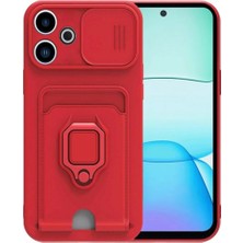 Xiaomi Redmi 13 4g Kılıf Zuma Kartvizitli Yüzüklü Silikon - Kırmızı