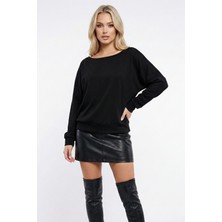 Abay Butik Kadın Kayık Yaka Yarasa Kol Düşük Omuz Yumuşak Modal Kumaş Bluz