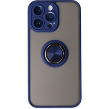 Iphone 14 Pro Kılıf Montreal Yüzüklü Silikon Kapak - Lacivert
