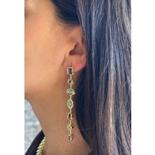 Nunu Takı Renkli Zirkon Taşlı Sarkıt Küpe