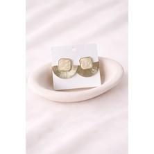 Zayora Aksesuar Gold Renk Zara Model Beyaz Küpe