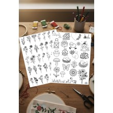 Ca Hand Embroidery 2li SET Suda Eriyen Çözünen Yapışkanlı Tela Nakış Telası Yamaları Motifleri Desenleri Motif Seti A4