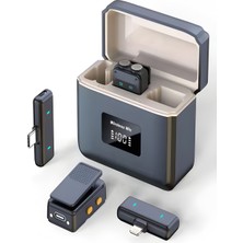 600MAH Kablosuz Çiftli Yaka Mikrofonu Type-C Lightning Uyumlu iPhone Android 25M Ses Mikrofonu