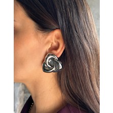 Nunu Takı Silver Üçgen Döngü Küpe