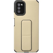 Samsung Galaxy A03S Kılıf Mega Standlı Silikon - Gold