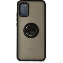 Samsung Galaxy A02S Kılıf Montreal Yüzüklü Silikon Kapak - Siyah