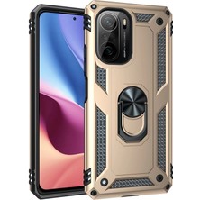 Xiaomi Poco F3 Kılıf Sofya Yüzüklü Silikon Kapak - Gold