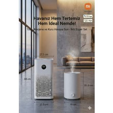 Xiaomi Negatif Iyonlu Büyük Boy Hava Temizleyici Makine Koku Duman ve Tüy Giderici Alerji Dostu Sessiz Mod Yıkanabilir Izgara + Hava Nemlendirici