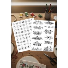 Ca Hand Embroidery 2li SET Suda Eriyen Çözünen Yapışkanlı Tela Nakış Telası Yamaları Motifleri Desenleri Motif Seti A4