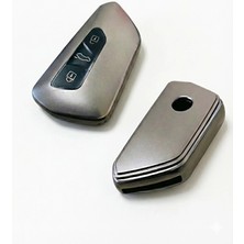 Otohousse Volkswagen Skoda Seat Golf 8 Uyumlu Smart 3 Buton Silikon Oto Anahtar Kumanda Kabı Kılıf Gri