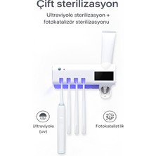 Azurtech Fv- Sensörlü Uv Sterilizatör Şarjlı Diş Fırçalık – Duvar Tipi Diş Fırçası Tutucu Banyo Düzenleyici