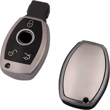 Otohousse Mercedes E Seri Uyumlu Smart 3 Buton Silikon Oto Anahtar Kumanda Kabı Kılıf Gri