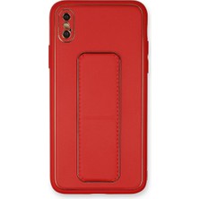 Iphone Xs Max Kılıf Coco Deri Standlı Kapak - Kırmızı