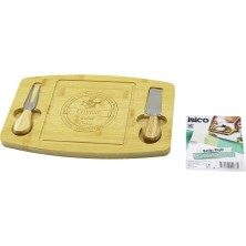 Vanch Dikdörtgen - Bombeli Kenar2-Bıçak=sağ-Sol Ahşap Bambukahvaltı Peynir Sunum Pano Bıçak=ahşap SAPLI19X28.7X1.4CM (5264)