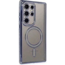 Samsung Galaxy S24 Ultra Kılıf Joke Simli Magneticsafe Kılıf - Mavi