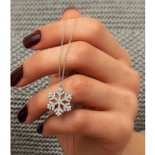 Çekirdek Jewelry 925 Ayar Gümüş Kar Tanesi Çift Kolye