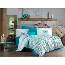 Bilfold Kingsize Poplin Nevresim Eldora Turkuaz