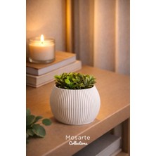 Mosarte Ribbed Modern Yivli Yuvarlak Tasarım Vazo / Dekoratif Obje