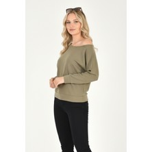 Abay Butik Kadın Kayık Yaka Yarasa Kol Düşük Omuz Yumuşak Modal Kumaş Bluz