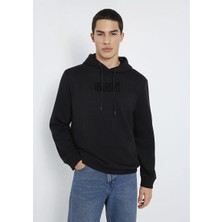 Mavi Mavi Logo Baskılı Kapüşonlu Siyah Sweatshirt 0S10549-900