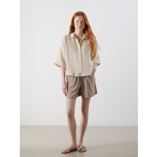 Lc Waikiki Yeni Sezon Beli Lastikli Keten Karışımlı Kadın Şort